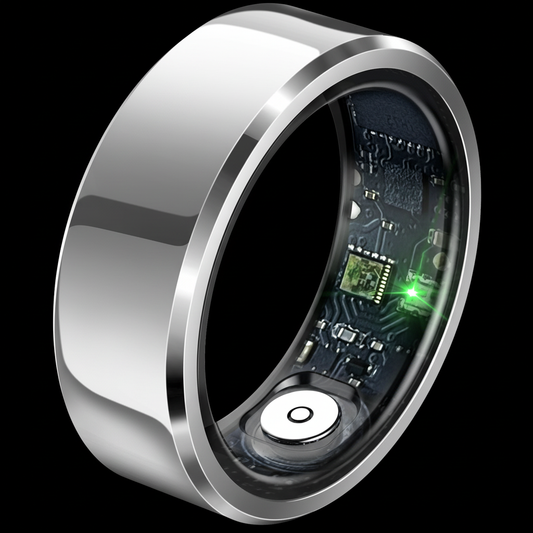 Bague connectée Zenpulse avec vue intérieure sur fond noir